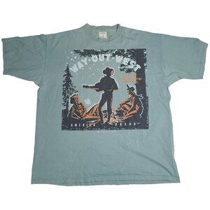 WOW Way Out West 90s VTG Graphic Cowboy Campfire T-Shirt Mens Size 'Bigger' XXL
